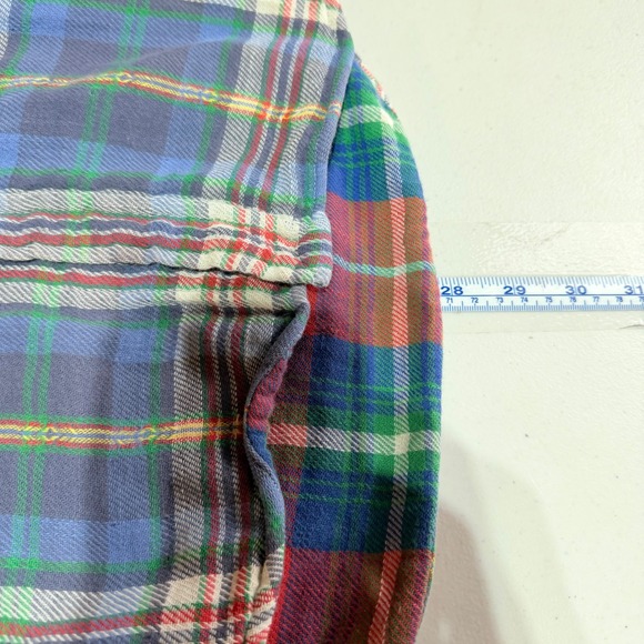 Polo Ralph Lauren Flannel Shirt Women S Blue Plaid Relaxed Fit Cabincore Grunge - Picture 11 of 12